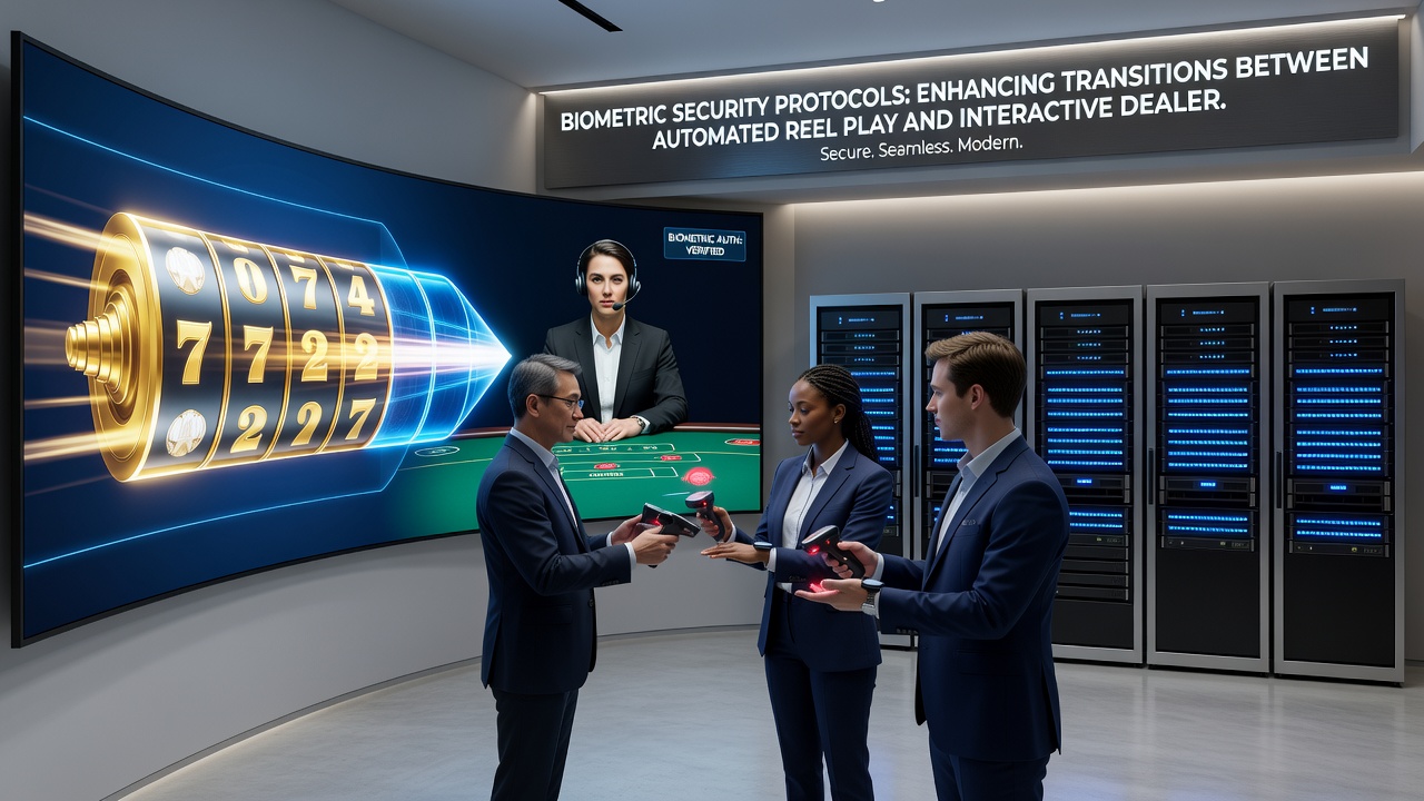 Mobile screen displaying transition from slot game to live dealer table with biometric confirmation prompt