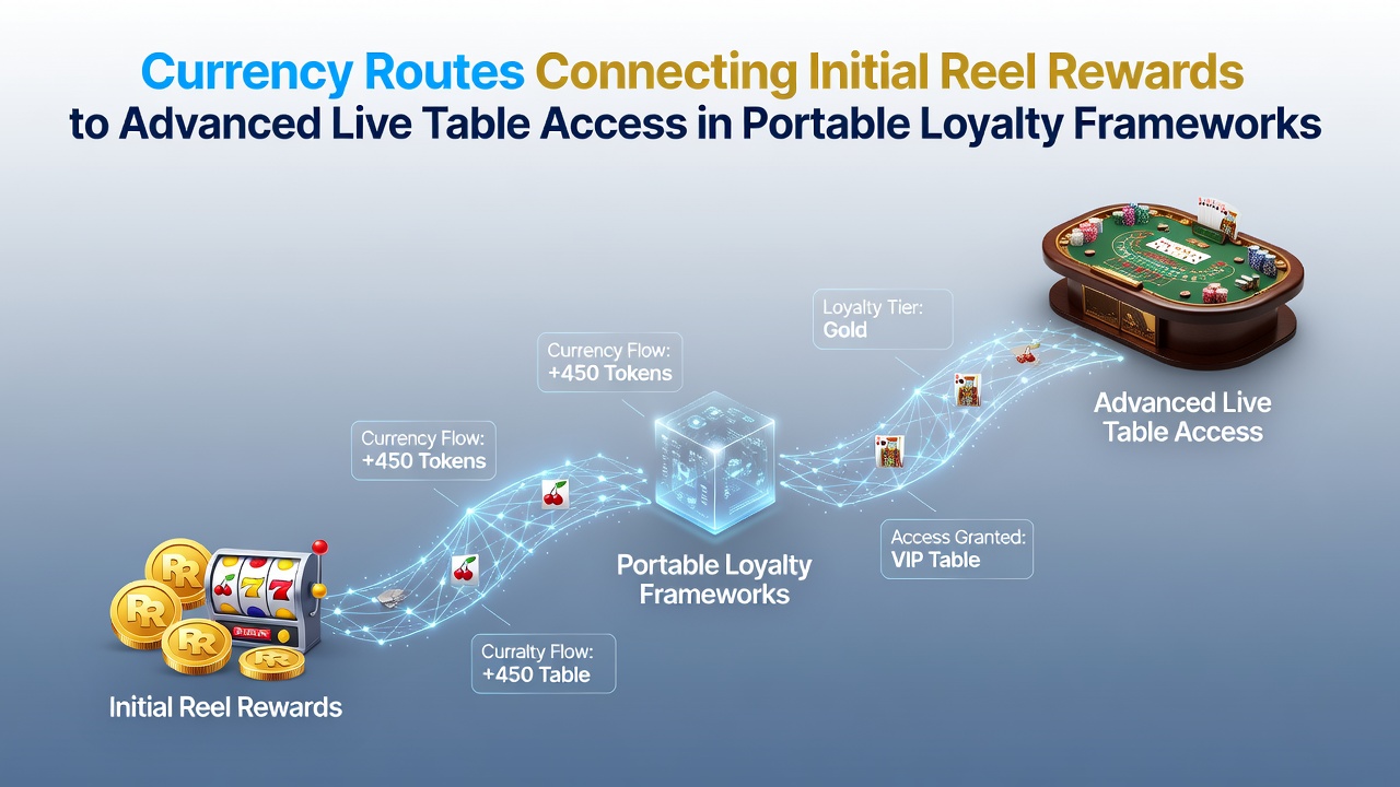 Mobile casino loyalty app interface showing reel reward pathways and live table access tiers