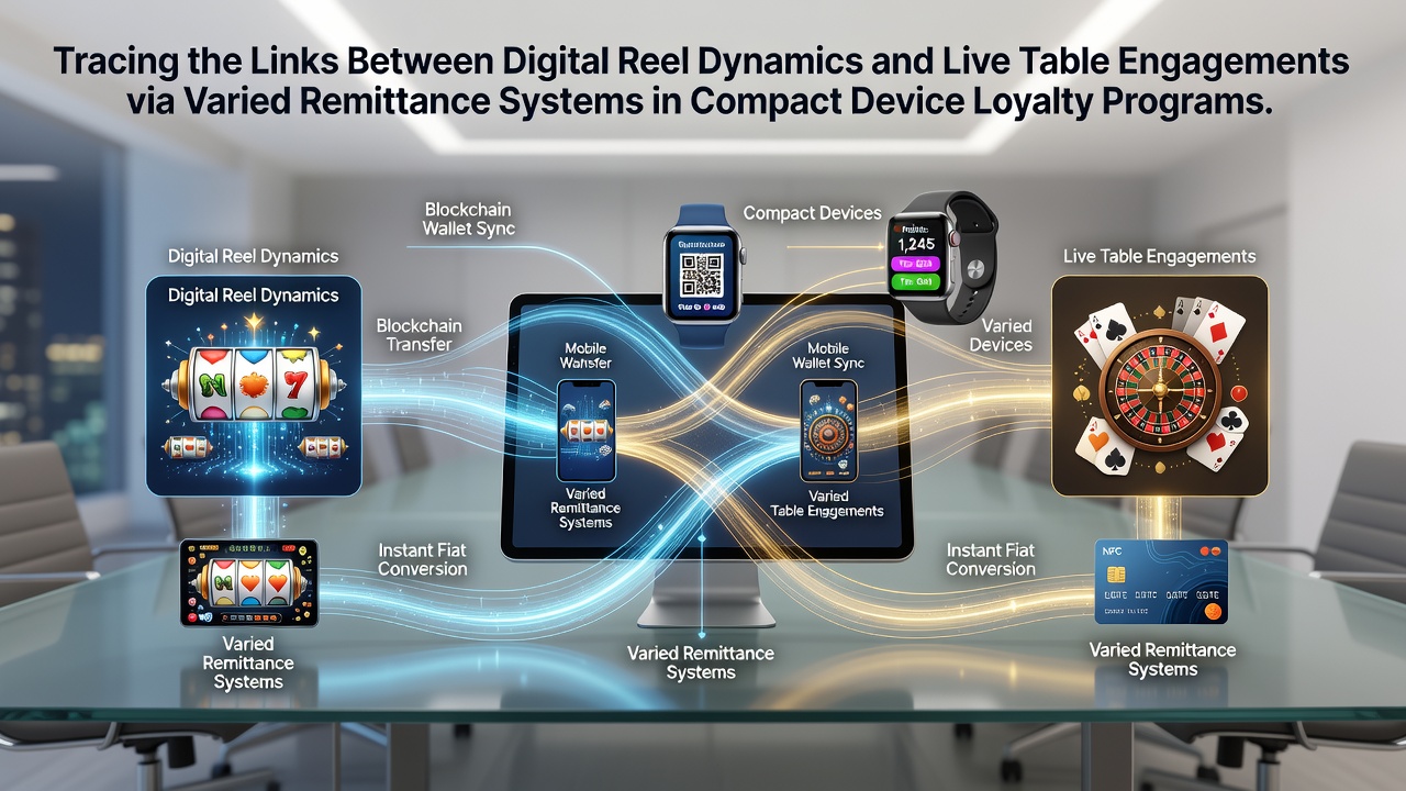 Mobile device screen displaying interconnected slot reels and live dealer tables within a loyalty program interface