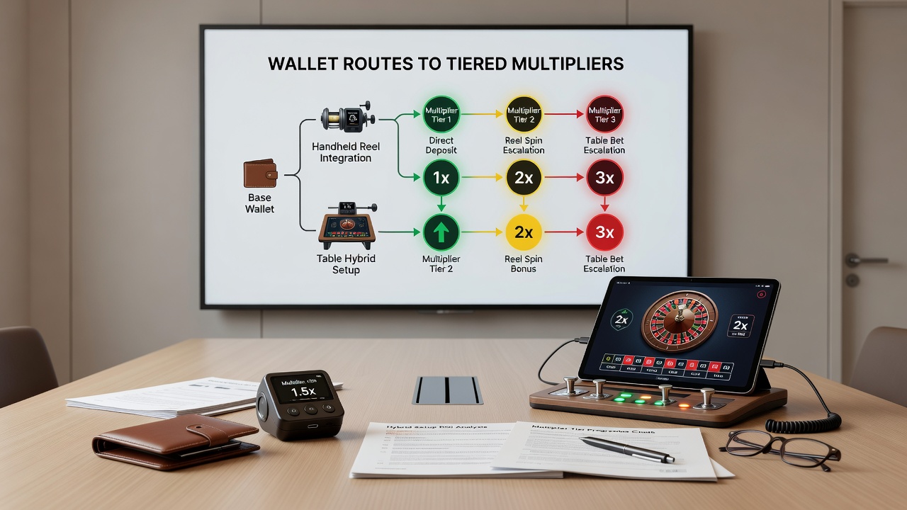 Dashboard view of tiered multipliers and payment routes in a hybrid mobile casino setup